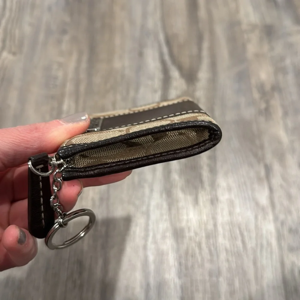 Coach Signature Logo Keychain Wallet in Brown_5
